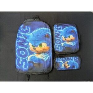 Sonic The Hedgehog 3 Piece Set Backpack, Lunch Bag, and Pencil Bag
